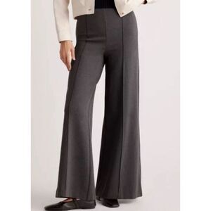 Quince Ultra Stretch Super Wide Leg Ponte Pants Size Large Charcoal Gray